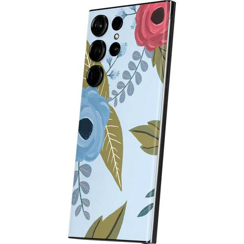 Blue Fall Flowers Galaxy Skins