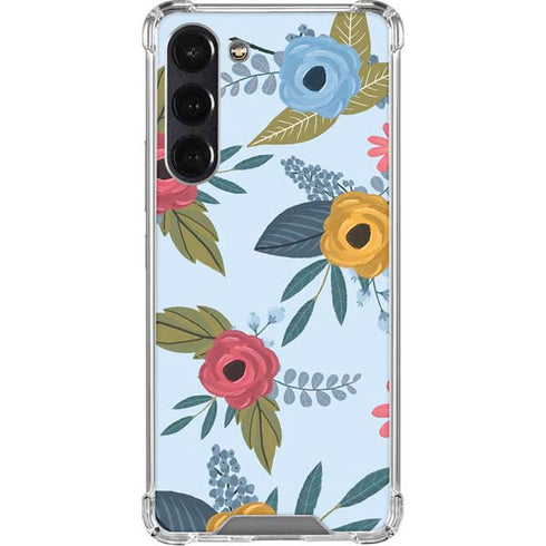 Blue Fall Flowers Galaxy S24 FE Clear Case