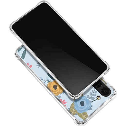 Blue Fall Flowers Galaxy S24 FE Clear Case