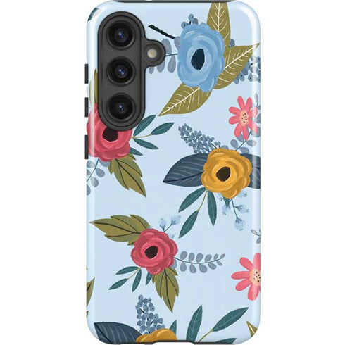 Blue Fall Flowers Galaxy S25 Impact Case