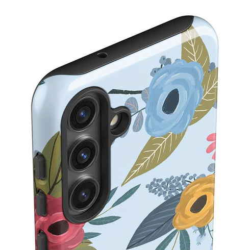 Blue Fall Flowers Galaxy S25 Impact Case