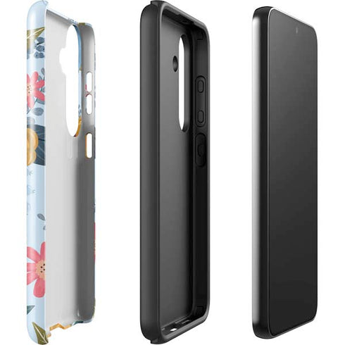 Blue Fall Flowers Galaxy S25 Impact Case