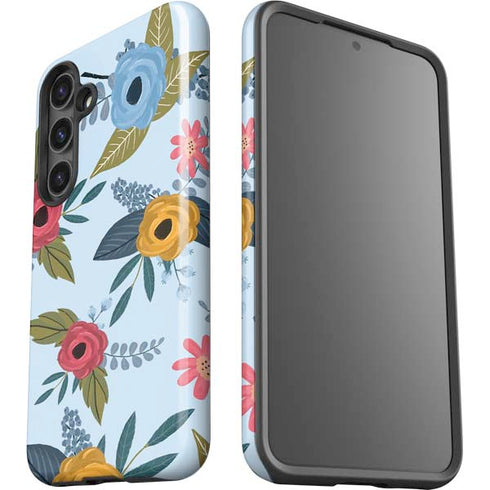 Blue Fall Flowers Galaxy S25 Impact Case