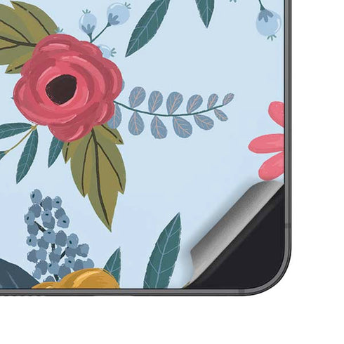 Blue Fall Flowers Galaxy S24 Plus Skin