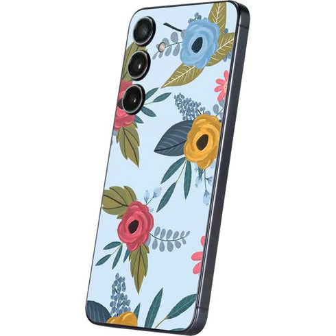 Blue Fall Flowers Galaxy S24 Skin