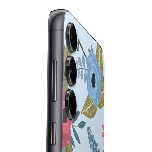 Blue Fall Flowers Galaxy S25 Skin