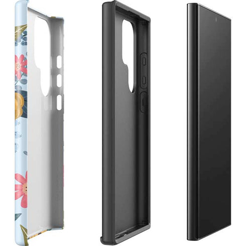 Blue Fall Flowers Galaxy S25 Ultra Impact Case