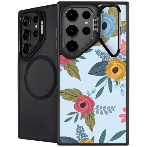 Blue Fall Flowers Galaxy S25 Ultra Kickstand Case