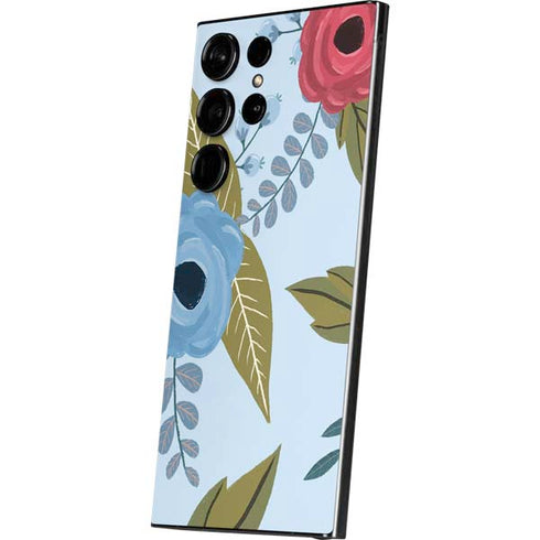 Blue Fall Flowers Galaxy S25 Ultra Skin