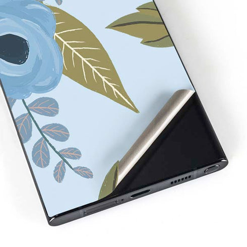 Blue Fall Flowers Galaxy S24 Ultra Skin