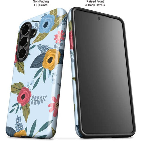 Blue Fall Flowers Galaxy S26 Impact Case