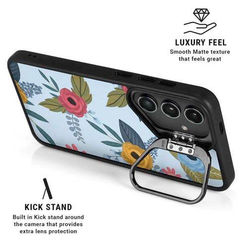 Blue Fall Flowers Galaxy S26 Kickstand Case