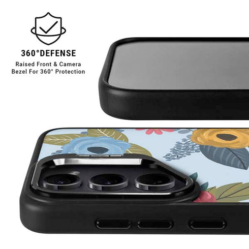 Blue Fall Flowers Galaxy S26 Plus Kickstand Case