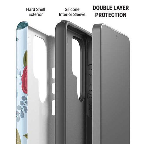 Blue Fall Flowers Galaxy S26 Ultra Impact Case