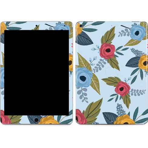 Blue Fall Flowers iPad Skins