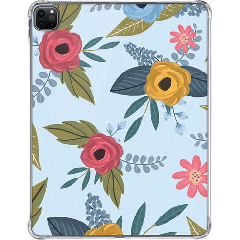 Blue Fall Flowers iPad Pro 11in (2024) Clear Case