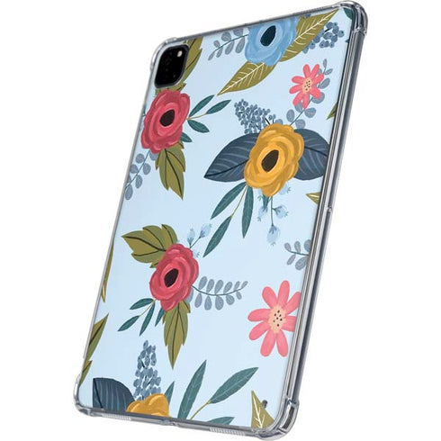 Blue Fall Flowers iPad Pro 11in (2024) Clear Case