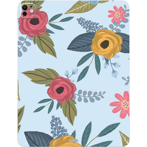 Blue Fall Flowers iPad Pro 13in M4 (2024) Skin