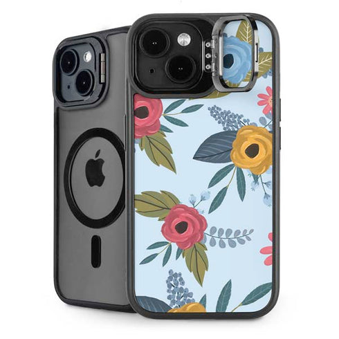 Blue Fall Flowers iPhone 14 Kickstand Case