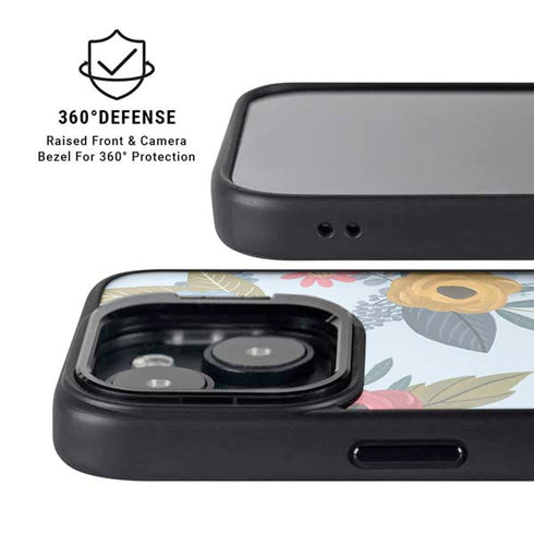 Blue Fall Flowers iPhone 14 Kickstand Case