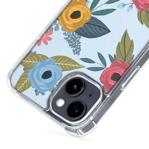 Blue Fall Flowers iPhone 14 MagSafe Case