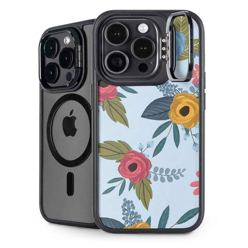 Blue Fall Flowers iPhone 14 Pro Kickstand Case