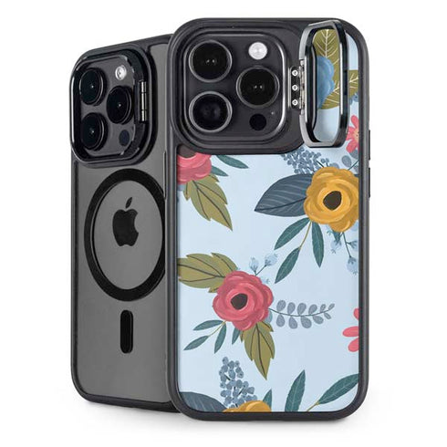 Blue Fall Flowers iPhone 14 Pro Max Kickstand Case