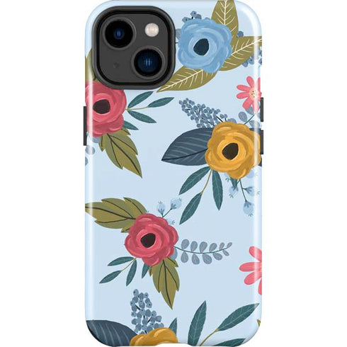 Blue Fall Flowers iPhone 15 Impact Case