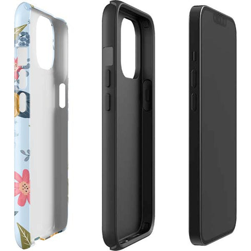 Blue Fall Flowers iPhone 15 Impact Case