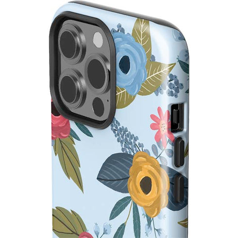Blue Fall Flowers iPhone 15 Pro Impact Case