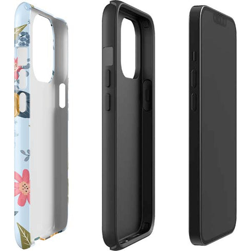 Blue Fall Flowers iPhone 15 Pro Impact Case