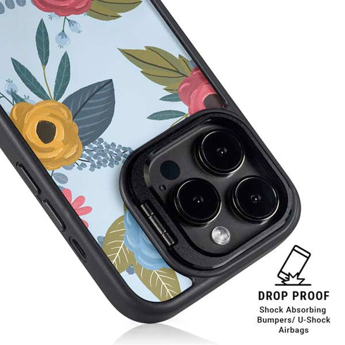 Blue Fall Flowers iPhone 15 Pro Max Kickstand Case