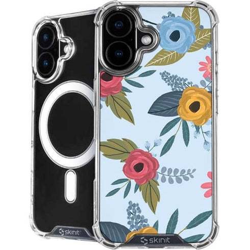 Blue Fall Flowers iPhone 16 MagSafe Case