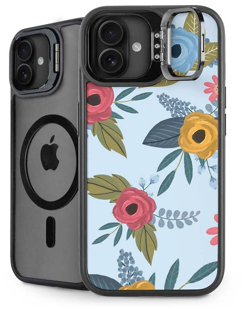 Blue Fall Flowers iPhone 16 Plus Kickstand Case