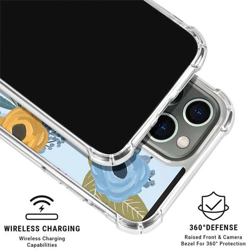 Blue Fall Flowers iPhone 16 Pro Clear Case