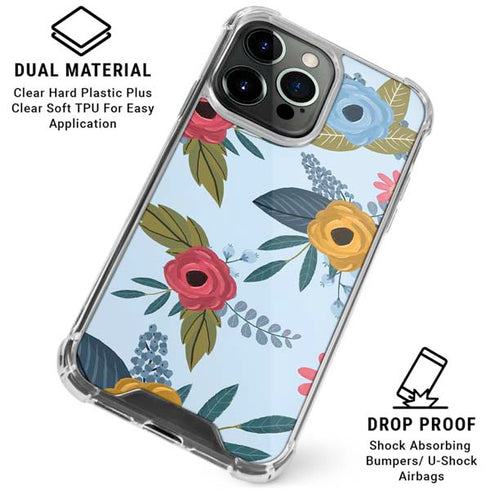 Blue Fall Flowers iPhone 16 Pro Clear Case