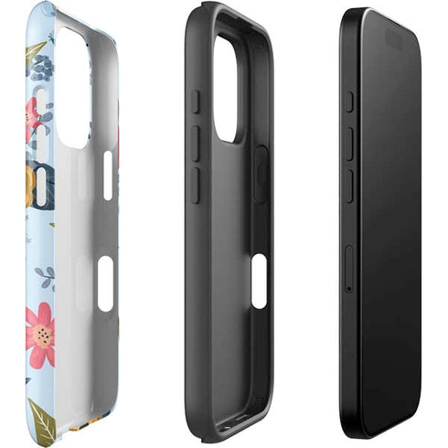 Blue Fall Flowers iPhone 16 Pro Impact Case