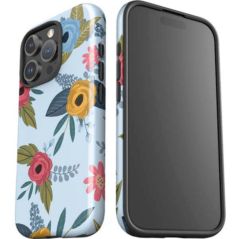 Blue Fall Flowers iPhone 16 Pro Impact Case