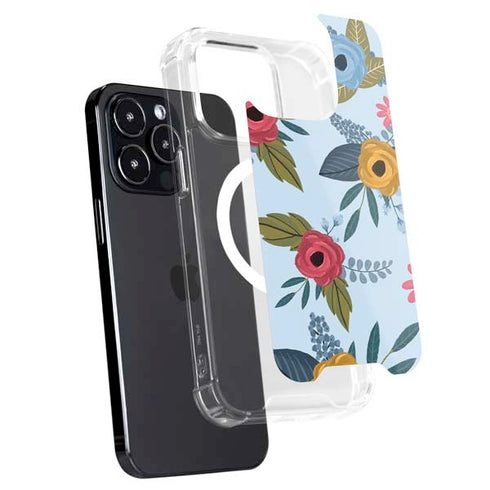 Blue Fall Flowers iPhone 16 Pro MagSafe Case