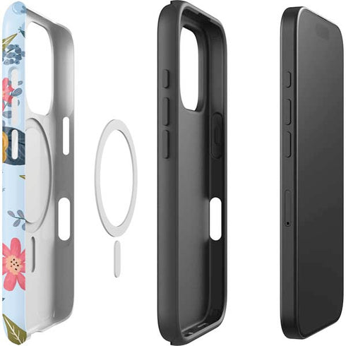 Blue Fall Flowers iPhone 16 Pro Magsafe Impact Case