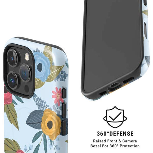 Blue Fall Flowers iPhone 16 Pro Magsafe Impact Case