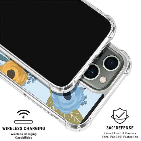 Blue Fall Flowers iPhone 16 Pro Max Clear Case