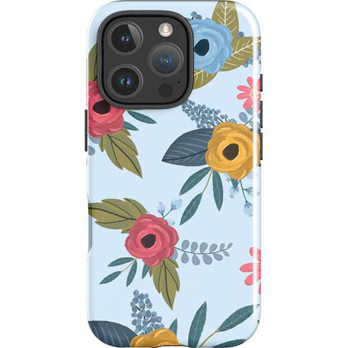 Blue Fall Flowers iPhone 16 Pro Max Impact Case