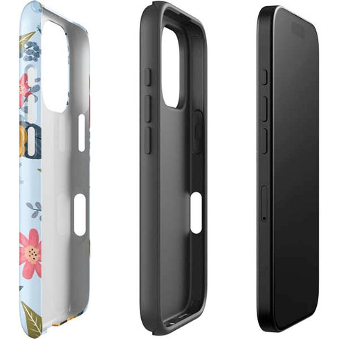 Blue Fall Flowers iPhone 16 Pro Max Impact Case