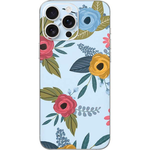 Blue Fall Flowers iPhone 16 Pro Max Skin