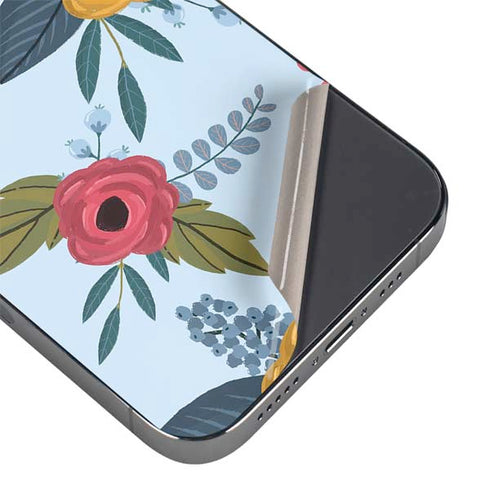 Blue Fall Flowers iPhone 16 Pro Skin