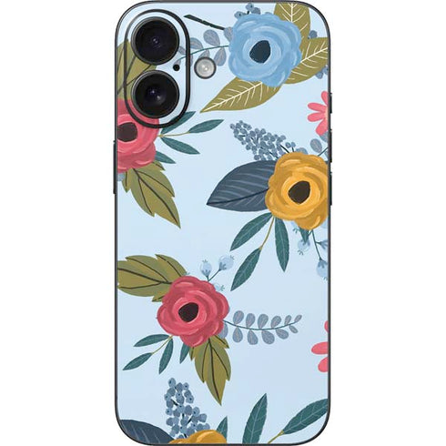 Blue Fall Flowers iPhone 16 Skin