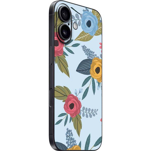 Blue Fall Flowers iPhone 16 Skin