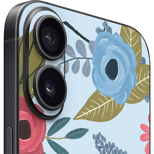 Blue Fall Flowers iPhone 16 Skin