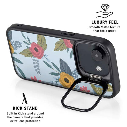 Blue Fall Flowers iPhone 16e Kickstand Case